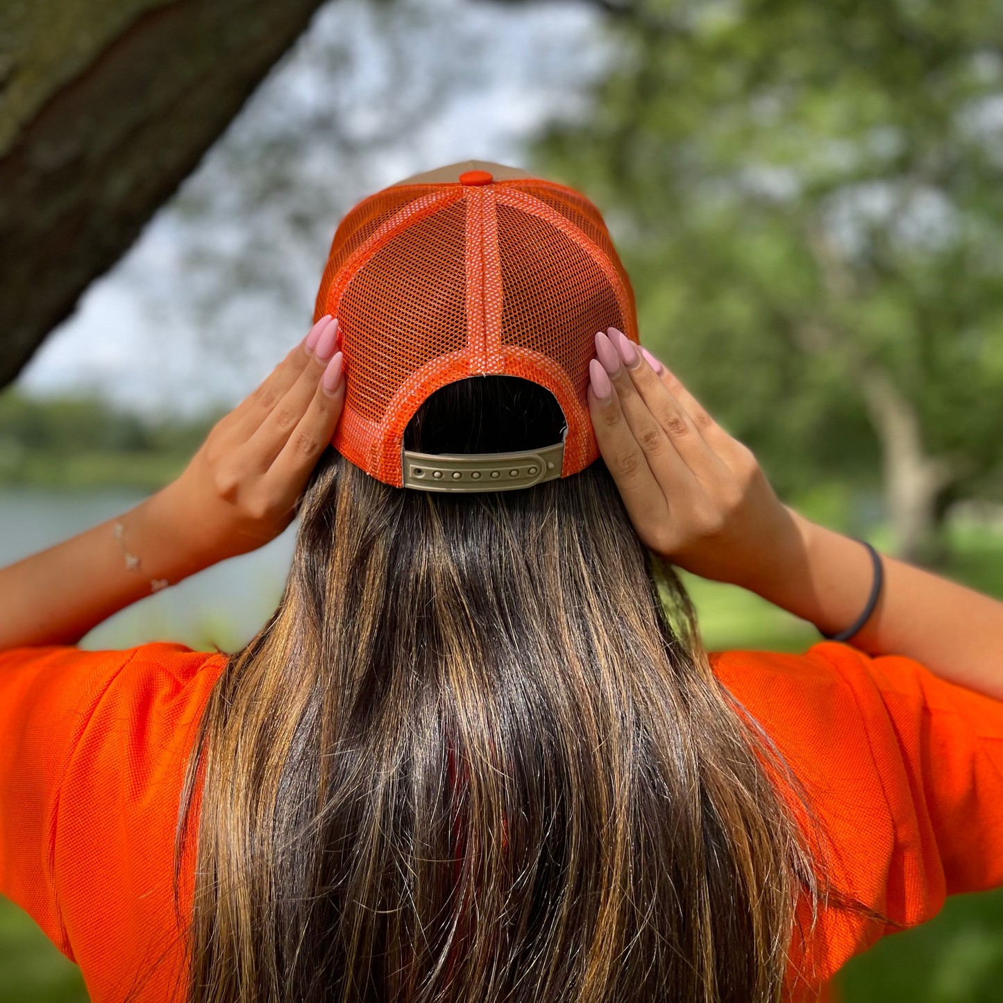 Noah’s Ark Coffee Trucker Mesh Snapback Hat - Orange & Beige