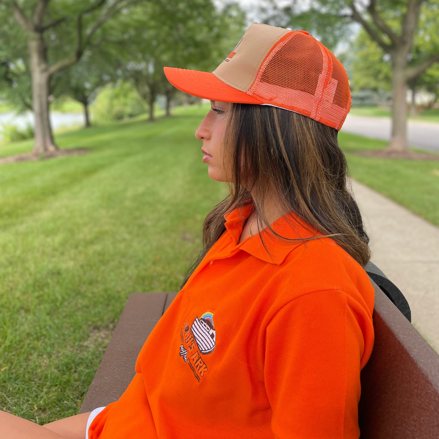 Noah’s Ark Coffee Trucker Mesh Snapback Hat - Orange & Beige